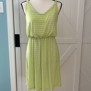 Gilli Neon Green & Cream Striped Sleeveless Dress Small